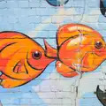 A pair of bright orange graffiti fish, Riverside Graffiti, Ipswich, Suffolk - 1st April 2012