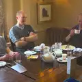 Phil, Paul and DH eat breakfast, The BSCC Cycling Weekend, The Swan Inn, Thaxted, Essex - 12th May 2012