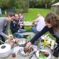 A barbeque occurs, The Queen's Diamond Jubilee Weekend, Eye and Brome, Suffolk - 4th June 2012