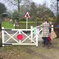 Crossing the railway line, A Walk around Bressingham Winter Garden, Bressingham, Norfolk - 3rd March 2013