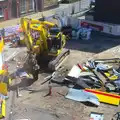 The roof over the pumps has completely gone, The Garage-Eating Monster of Southwark, London - 1st May 2013