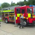 Isobel takes Harry for a look at a fire engine, Eye Open Gardens, Suffolk - 1st June 2013