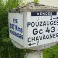 A Pouzauges road sign: relic of the fashion for town twinning, Eye Open Gardens, Suffolk - 1st June 2013