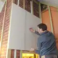 Bryan sticks some plasterboard up, The BBs Photo Shoot, BOCM Pauls Pavilion, Burston, Norfolk - 12th January 2014