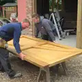 The door is layed down for hinge fitting, The BSCC at the Cross Keys, and a Building Catch Up, Brome and Redgrave, Suffolk - 24th April 2014