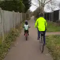 Fred and Isobel on the back path to Century Road, A Trip to Grandma J's, Spreyton, Devon - 18th February 2015