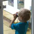 Harry peers around with a pair of 'nocklears', A Trip to Grandma J's, Spreyton, Devon - 18th February 2015