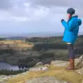 Isobel steps up to take a photo of a group, A Trip to Grandma J's, Spreyton, Devon - 18th February 2015