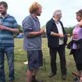 Wavy chats to Nigel and Gail, Thrandeston Pig Roast, Thrandeston Little Green, Suffolk - 28th June 2015