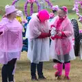 Plastic macs all round, The Pink Ladies Tractor Run, Harleston and Gawdy Park, Norfolk - 5th July 2015