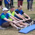 Mike, Steve and Michele practice their rowing, It's a SwiftKey Knockout, Richmond Rugby Club, Richmond, Surrey - 7th July 2015