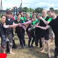 The Black Team hold up their socks, It's a SwiftKey Knockout, Richmond Rugby Club, Richmond, Surrey - 7th July 2015