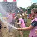 Ben sprays Champagne like a Formula 1 winner, It's a SwiftKey Knockout, Richmond Rugby Club, Richmond, Surrey - 7th July 2015