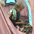 The boys do Lego in a tent, The Archaeology of Dunwich: A Camping Trip, Dunwich, Suffolk - 1st August 2015