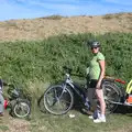 Fred and Isobel by the bikes, The Archaeology of Dunwich: A Camping Trip, Dunwich, Suffolk - 1st August 2015