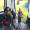 Isobel and Harry in the awning, The Archaeology of Dunwich: A Camping Trip, Dunwich, Suffolk - 1st August 2015