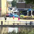 Isobel and companion run across Mere's Mouth, A Race For Life, The Park, Diss, Norfolk - 16th August 2015