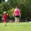 Fred and Isobel walk back to the car park, A Race For Life, The Park, Diss, Norfolk - 16th August 2015