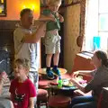 Gaz lifts up Harry so he can do a bit of flying, A Race For Life, The Park, Diss, Norfolk - 16th August 2015