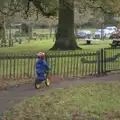 Harry's on his balance bike, Hot-tub Penthouse, Thornham Walks, and Building, London and Suffolk - 12th November 2015