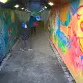 Fred and Isobel in a painted subway, Conwy, Holyhead and the Ferry to Ireland - 21st December 2015