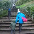 Climbing the steps to the castle and town, Conwy, Holyhead and the Ferry to Ireland - 21st December 2015