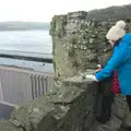 Harry and Isobel peer over the walls, Conwy, Holyhead and the Ferry to Ireland - 21st December 2015