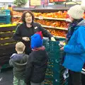 Louise stacks fruit in Marks and Spencer, Conwy, Holyhead and the Ferry to Ireland - 21st December 2015