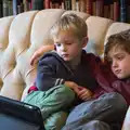 Harry and Fred watch something on the PooPad, Conwy, Holyhead and the Ferry to Ireland - 21st December 2015