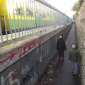 The boys on the path up to Blackrock DART station, Christmas Eve in Dublin and Blackrock, Ireland - 24th December 2015