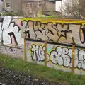 Trackside graffiti as we head into Dublin, Christmas Eve in Dublin and Blackrock, Ireland - 24th December 2015