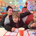 Evelyn, Fred and Harry in Eddie Rocket's burger bar, Christmas Eve in Dublin and Blackrock, Ireland - 24th December 2015