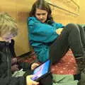 Fred plays Minecraft on the floor of Deck 10, Blackrock North and the Ferry Home, County Louth and the Irish Sea - 27th December 2015