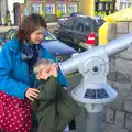 Harry looks through a telescope, Blackrock North and the Ferry Home, County Louth and the Irish Sea - 27th December 2015