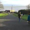 Jamie, Isobel and the view from the steps, Blackrock North and the Ferry Home, County Louth and the Irish Sea - 27th December 2015