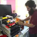 Zoheb works on his 3D-printed lego keyboard, A SwiftKey Innovation Week, Southwark, London - 22nd April 2016