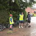 Matthew, Alan and Paul shelter from the rain, The BSCC at the Jolly Porter, Station Road, Diss, Norfolk - 28th July 2016