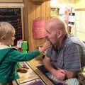 Harry tests out Roger's beard, The Tom Cobley and Castle Drogo, Spreyton and Drewsteignton, Devon - 11th August 2016