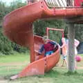 Harry spins down the curly slide, A Trip to Waxham Sands,  Horsey, Norfolk - 27th August 2016