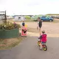 Harry on his balance bike, A Trip to Waxham Sands,  Horsey, Norfolk - 27th August 2016