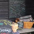 Harry looks grumbly at the National Trust café, A Trip to Waxham Sands,  Horsey, Norfolk - 27th August 2016