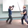 The fight coreographers move on to actual swords, Swordfights at Norwich Castle, Norwich, Norfolk - 31st August 2016