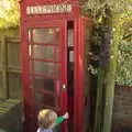 Harry explores a K6 phone box, Jack's Birthday and New Windows, Brome and Brockdish, Norfolk - 4th December 2016