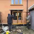 The new window frame goes in, Jack's Birthday and New Windows, Brome and Brockdish, Norfolk - 4th December 2016