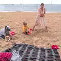 The gang dig in sand, A Wet Day at the Beach, Sea Palling, Norfolk - 16th July 2017