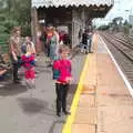 Fred and the gang on the platform at Diss, The Humpty Dumpty Beer Festival, Reedham, Norfolk - 22nd July 2017