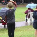 Fred makes an umbrella out of a leaf, Diss Fest, or Singin' in the Rain, Diss, Norfolk - 23rd July 2017