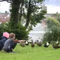 Fred tries to tempt a duck with some duck food, Diss Fest, or Singin' in the Rain, Diss, Norfolk - 23rd July 2017