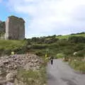 Davida walks up the road to the castle, Minard Beach and Ceol Agus Craic, Lios Póil, Kerry - 6th August 2017