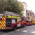 There's a queue of fire engines on the street, Fire and Water: The Burning of the Blackrock Centre, County Dublin, Ireland - 12th August 2017